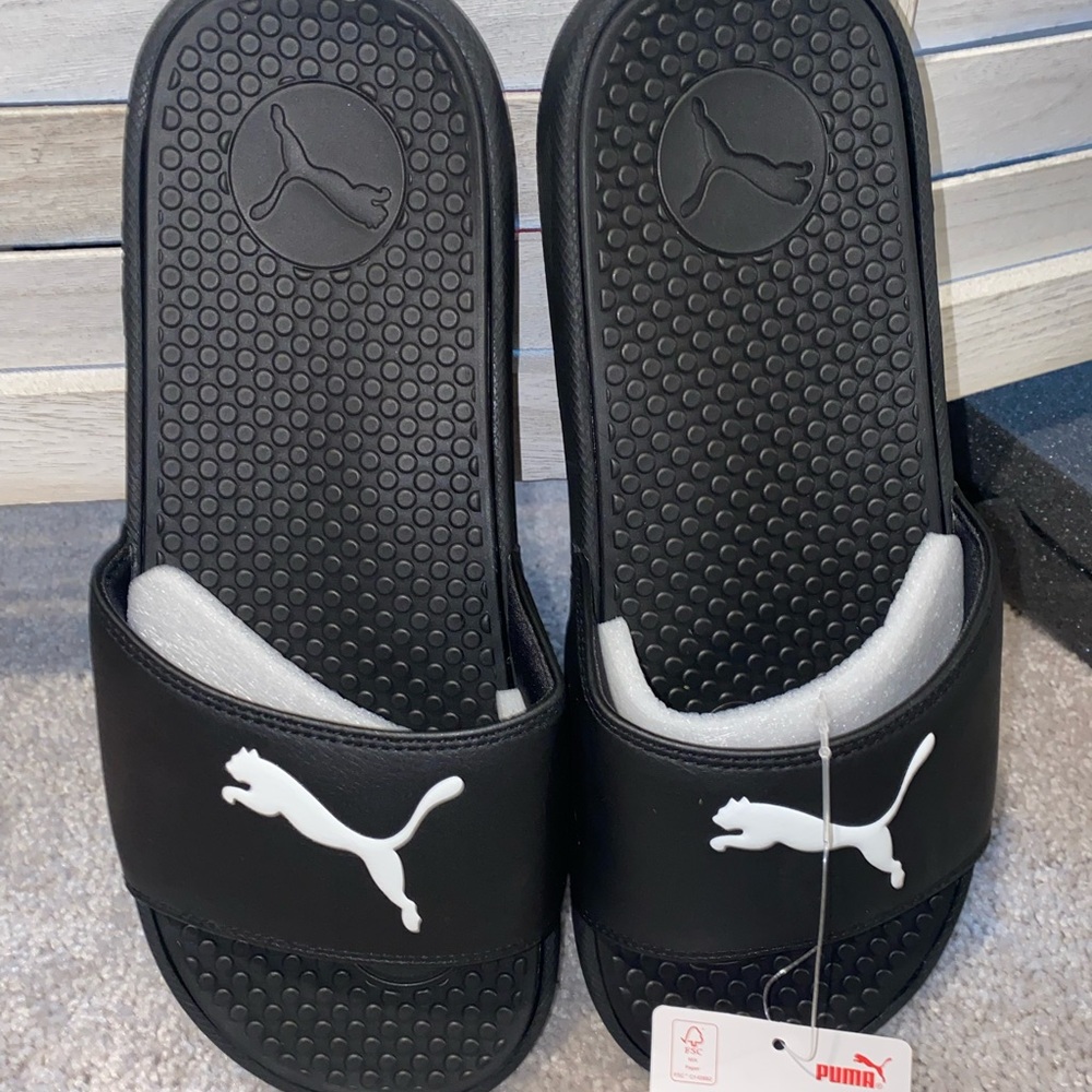 ❤️❤️Puma Slides Cool Cat black white size 10
